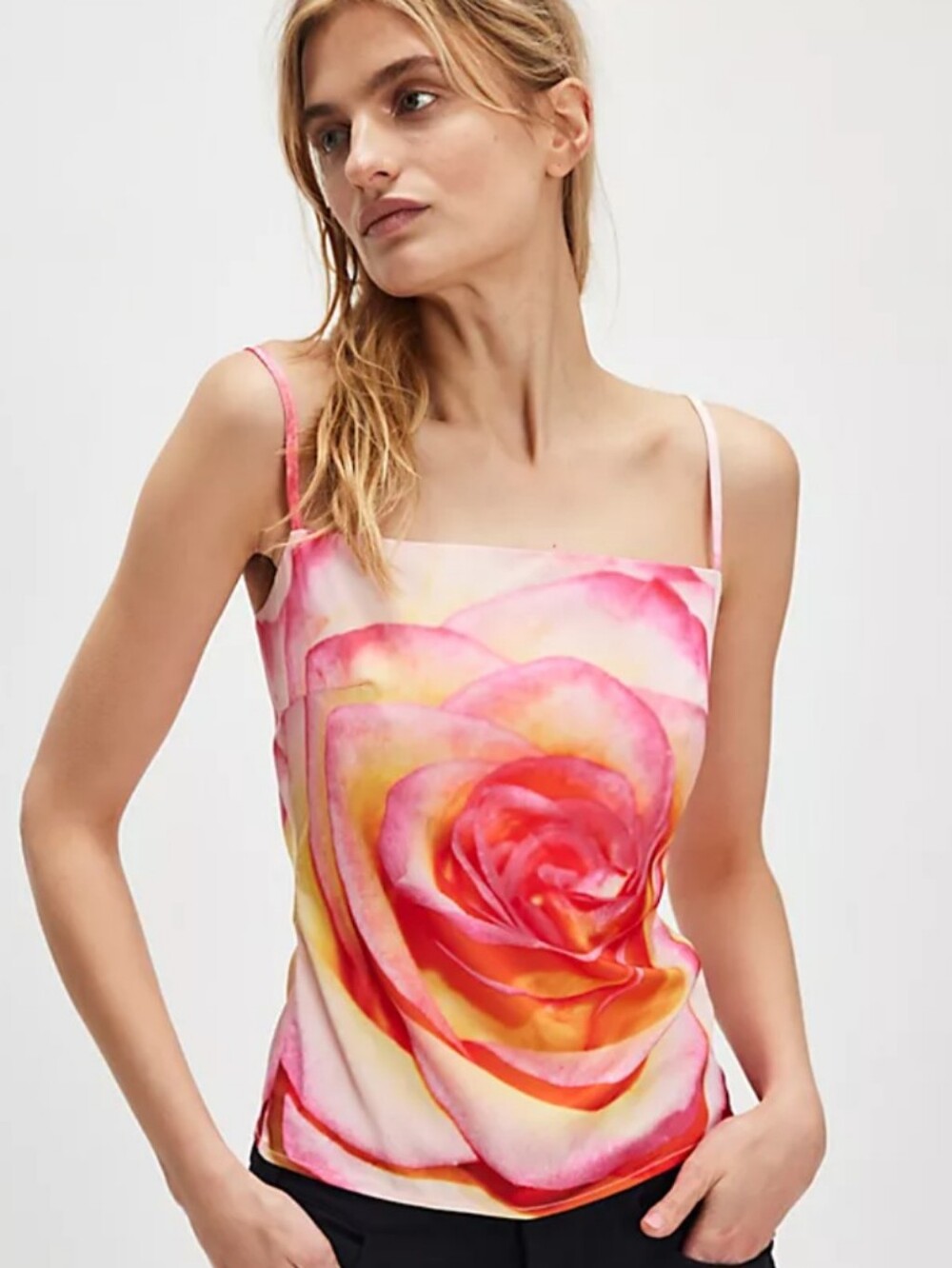 Pink & Yellow Rose Print Cami